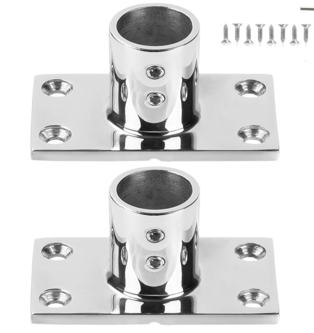 2-Pack 316 Stainless Boat Handrail Rail Fitting 90 Degree Square Base 1 Inch